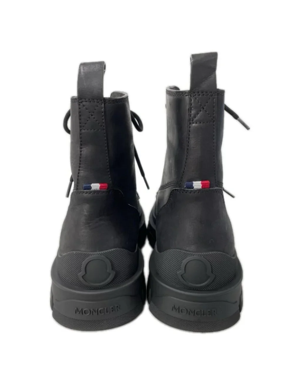 Moncler Hevea City Smooth Leather Rubber Logo Lace-up Ankle Boots